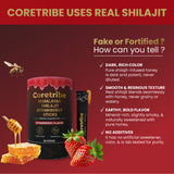 Coretribe®Shilajit Honey Sticks - Pure Himalayan Shilajit Resin with Raw Honey - 30 Sticks of Natural Honey Infused with Strawberry Flavour