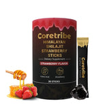 Coretribe®Shilajit Honey Sticks - Pure Himalayan Shilajit Resin with Raw Honey - 30 Sticks of Natural Honey Infused with Strawberry Flavour