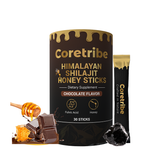 Coretribe®Shilajit Honey Sticks - Pure Himalayan Shilajit Resin with Raw Honey - 30 Sticks of Natural Honey Infused with Strawberry Flavour
