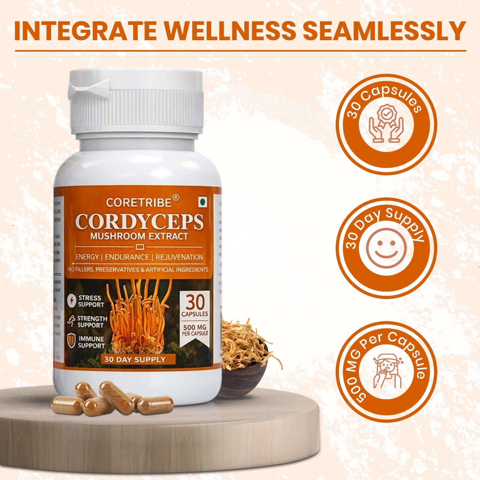 Coretribe® Cordyceps Militaris Mushroom Extract Capsules