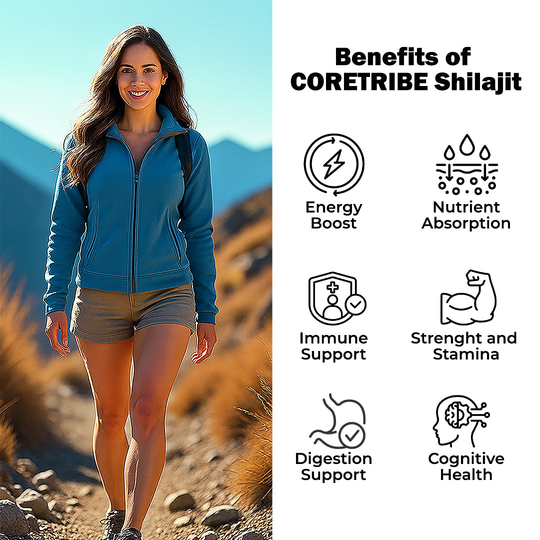 CoreTribe® Shilajit Bundle Pack of 3 – Pure Himalayan Shilajit Resin+Capsules + Honey Sticks for Daily Energy & Wellness